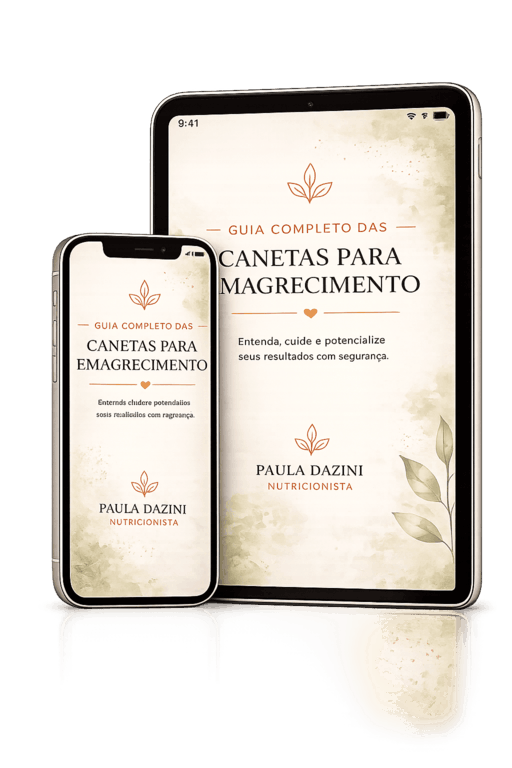 Mockup do Guia Completo das Canetas para Emagrecimento em celular e tablet
